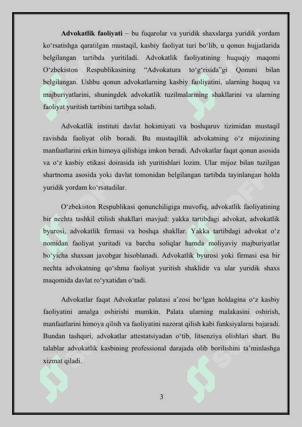 Advokatlar hay`atlariga, advokatlik firmalariga, advokatlik byurolariga va advokatlarga soliq solishning o'ziga xos xususiyatlari 3