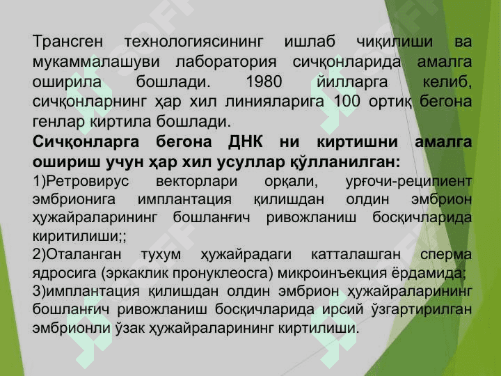 ХАЙВОН ОРГАНИЗМЛАРИ ГЕН МУХАНДИСЛИГИ 4