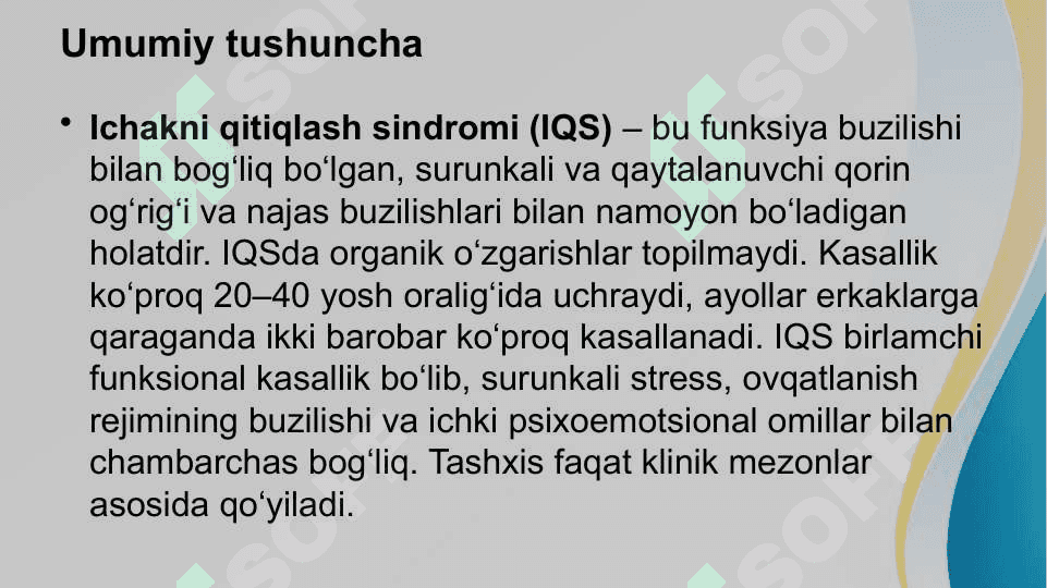 Ichakni qitiqlash sindromi . Irritable bowel syndrome 2