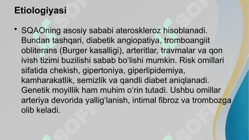 Arterial qon tomirlarni surunkali obliteratsiyasida zamonaviy davolash usullari 4