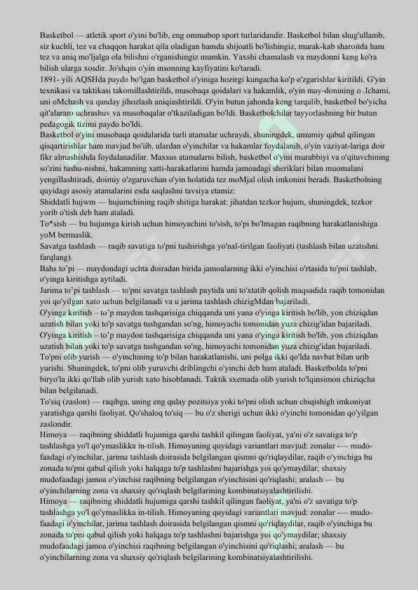 BASKETBOL O'YINIDA HARAKATLANISHNI O'RGANISH 2