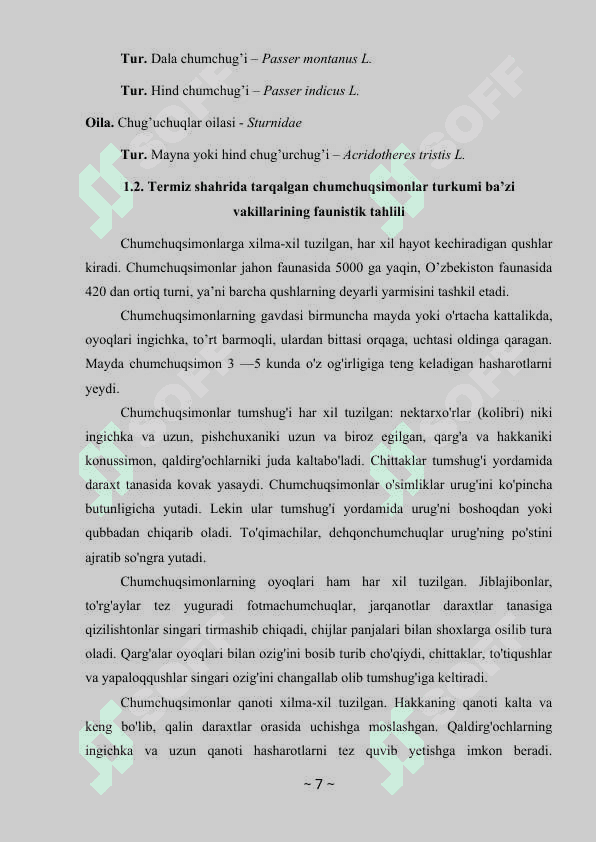 CHUMCHUQSIMONLAR TURKUMI VAKILLARI VA ULARNING TARQALISHI 7