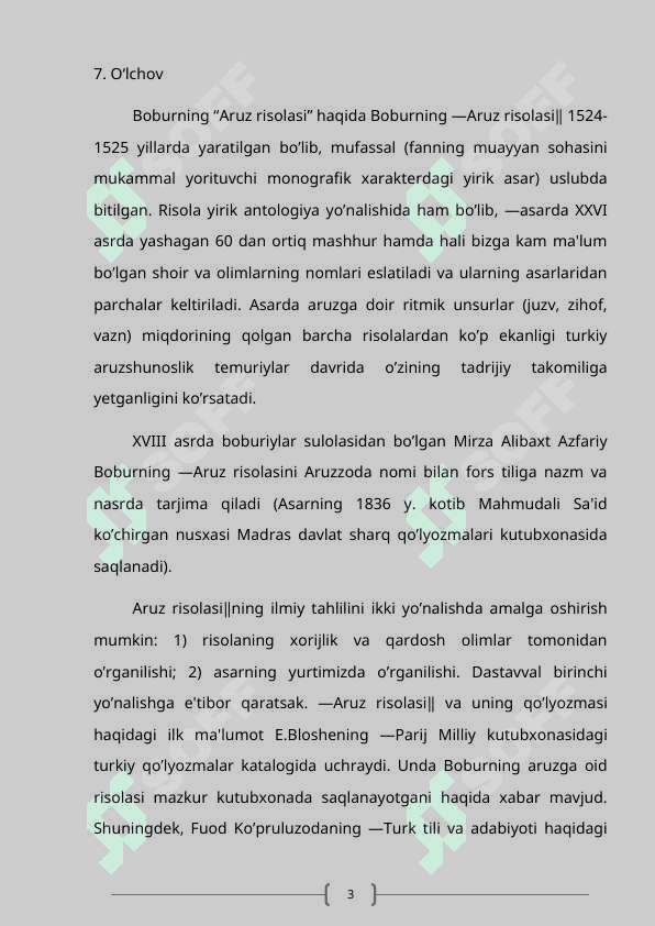 Boburning Risolai Aruz asarini o'rganish 3