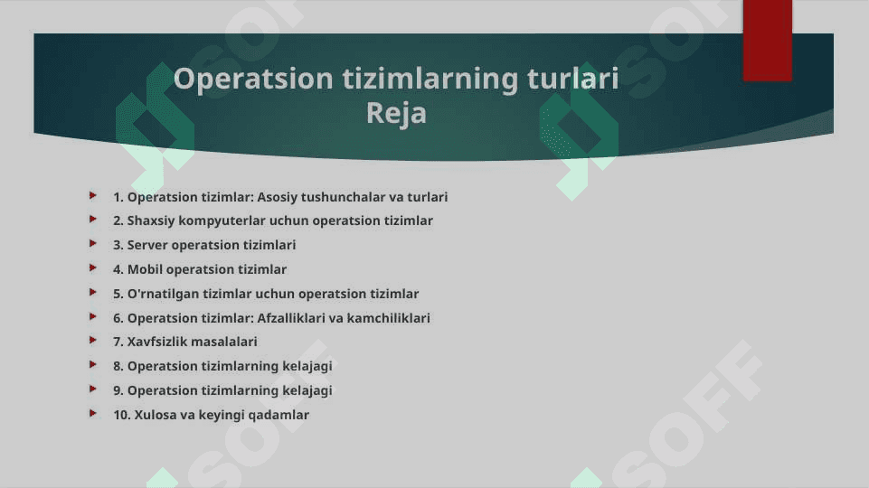 Operatsion tizimlarning turlari 2