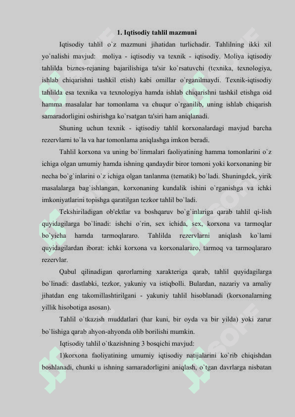 Iqtisodiy tahlilning mazmuni prеdmеti va vazifalari 2