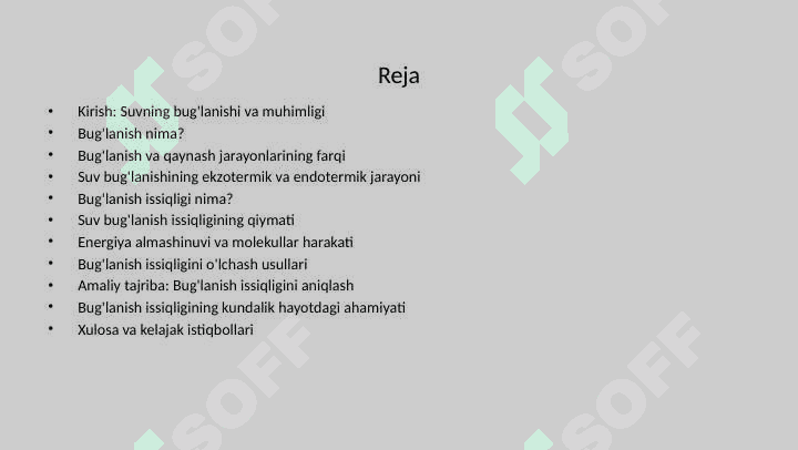 Suvning bug'lanish issiqligini aniqlash 2
