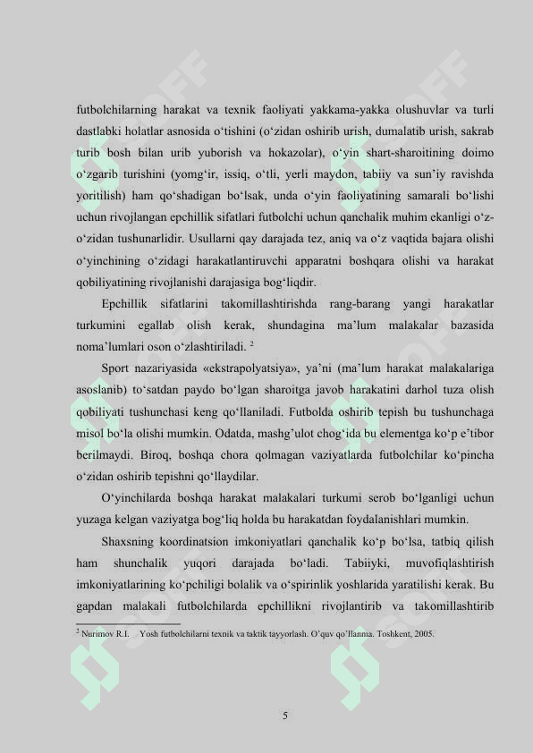 Futbolchilarning egiluvchanlik va chakkonlik sifat-larini takomillashtirishda gimnastikaning  o’rni 5