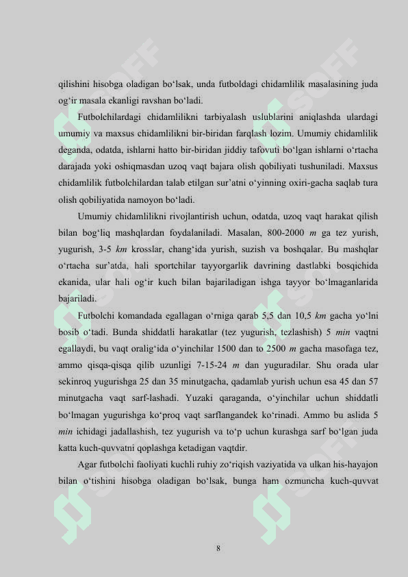 Futbolchilarning egiluvchanlik va chakkonlik sifat-larini takomillashtirishda gimnastikaning  o’rni 8