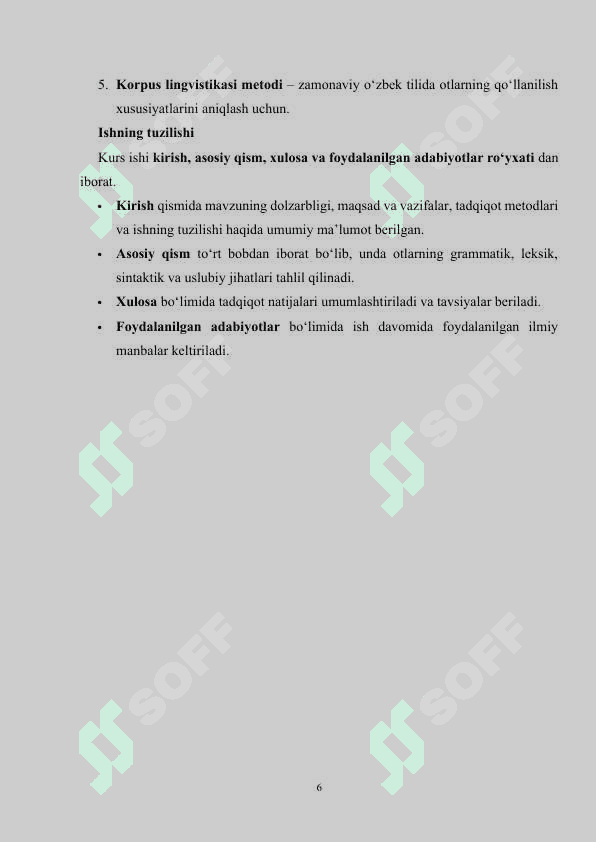 Ot so'z turkumi mavzusida kurs ishi 6