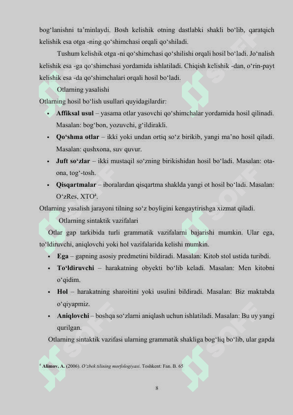 Ot so'z turkumi mavzusida kurs ishi 8