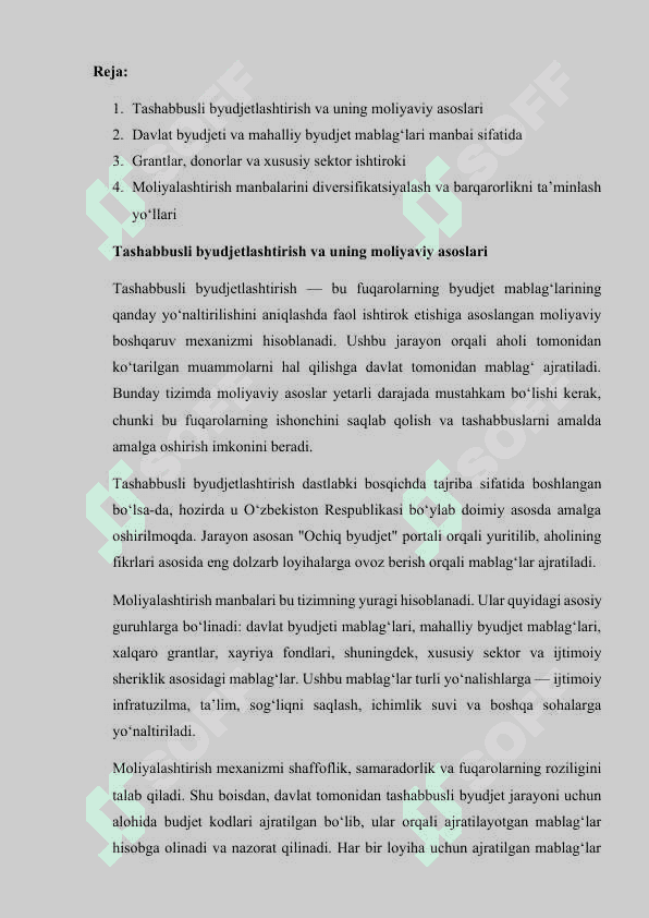 Tashabbusli byudjet jarayonini moliyalashtirishga yơnaltiriladigar mablag’lar 2