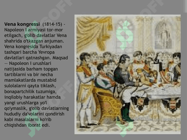 Vena kongressi . Yevropa xaritasidagi siyosiy o’zgarishlar 4