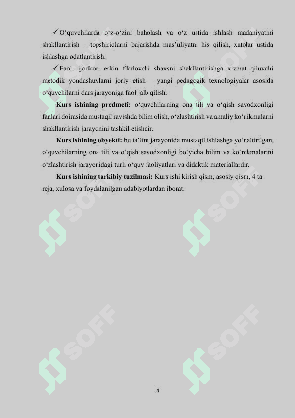 Oz komplektli maktab boshlang‘ich sinflarda ona tili va o‘qish savodxonligidan o‘quvchilarning mustaqil ishlarini uyushtirish 4