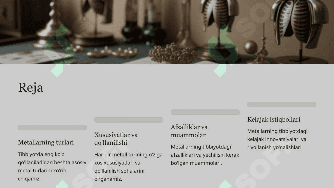 Tibbiyot tovarshunosligida qo'llaniladigan metallarning turlari 2