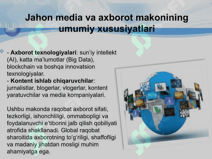 Jahon media va axborot makonida raqobat 4