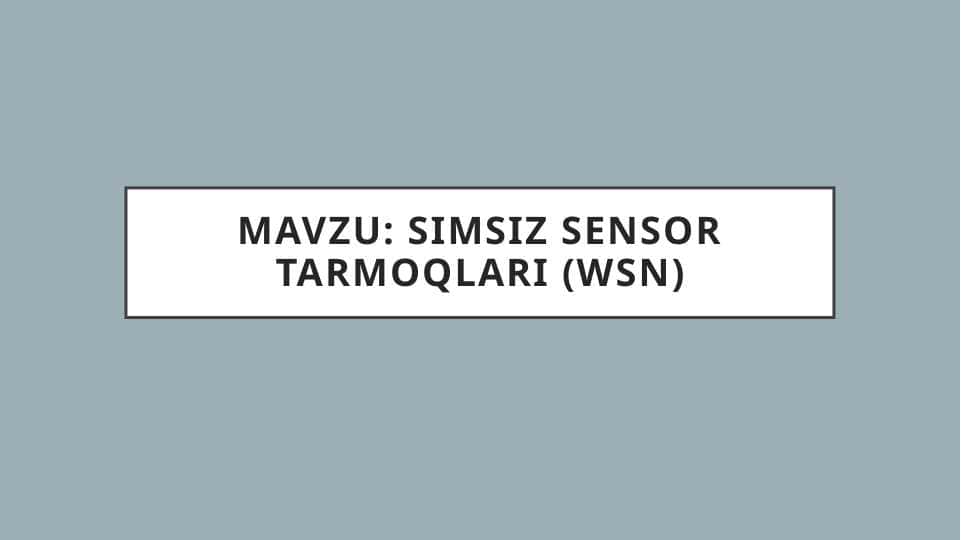 Simsiz sensor tarmoqlari (WSN)