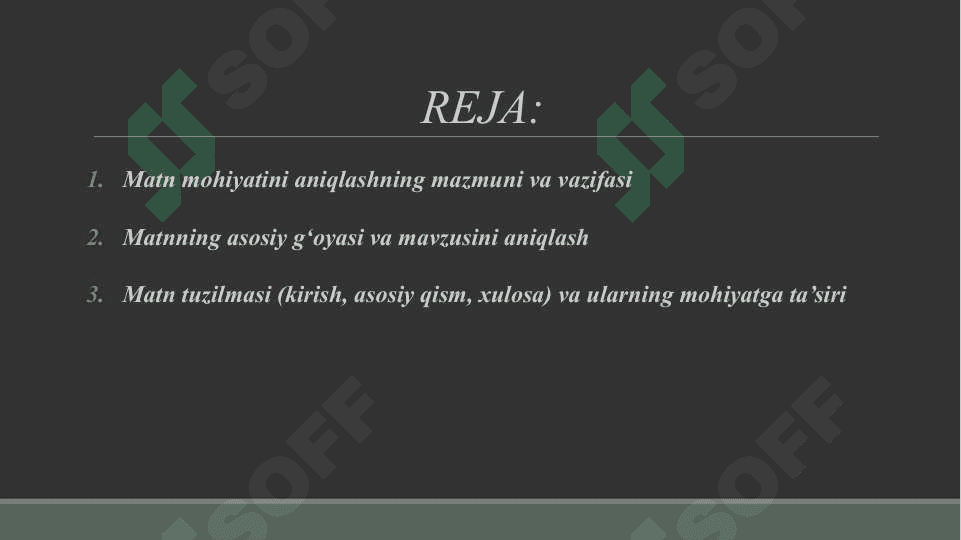 MATN MOHIYATINI ANIQLASH 2