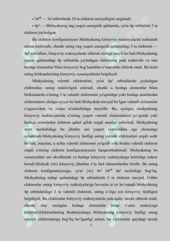 mishyak olinishi kimyoviy va fizikaviy xossalari 5