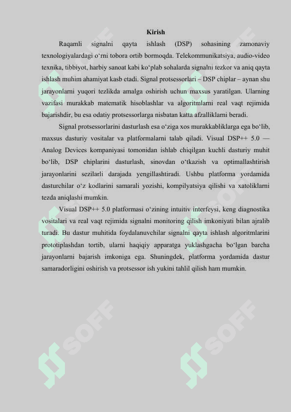 Visual DSP++5.0 platformasida signal protsessorlarini dasturlash 3