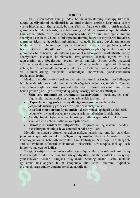 Boshlangich sinflarda sifat so'z turkumini o'qitish metodikasi 4