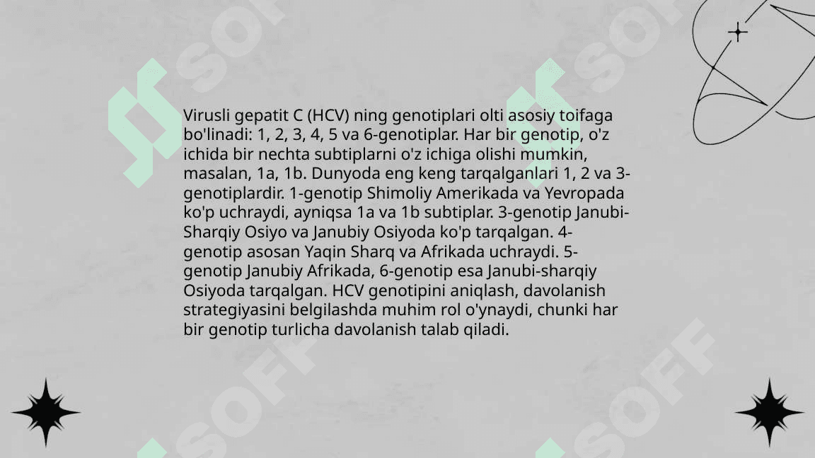 Virusli gepatit C va D etiologiyasi, epidemiologiyasi, laborator tekshiruvlar, klinikasi, davolash 4