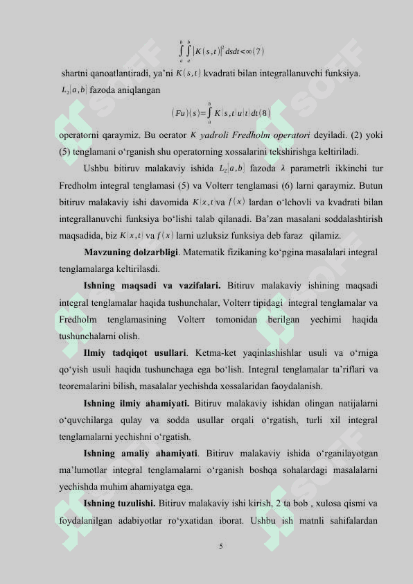 “INTEGRAL TENGLAMALAR. FURE USULI” 4