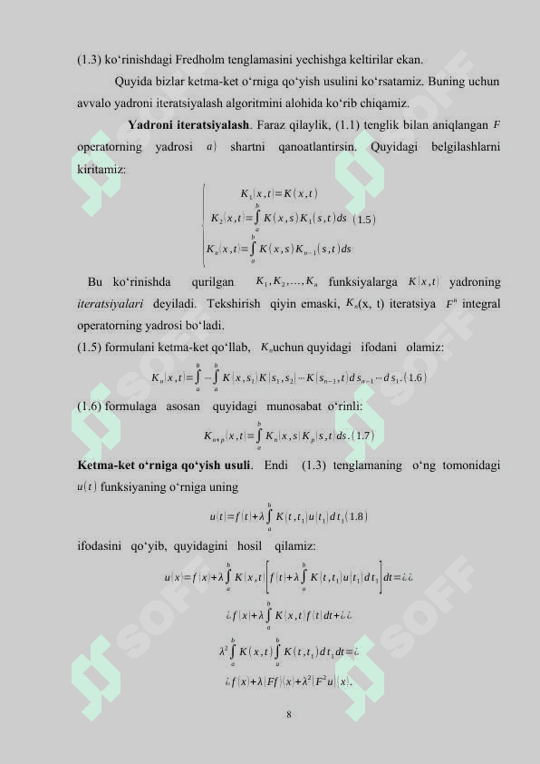 “INTEGRAL TENGLAMALAR. FURE USULI” 7