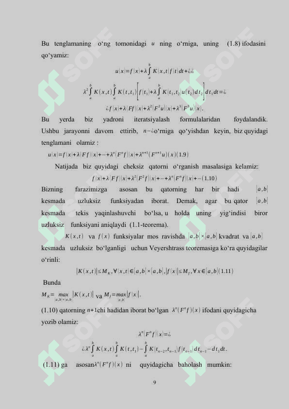 “INTEGRAL TENGLAMALAR. FURE USULI” 8
