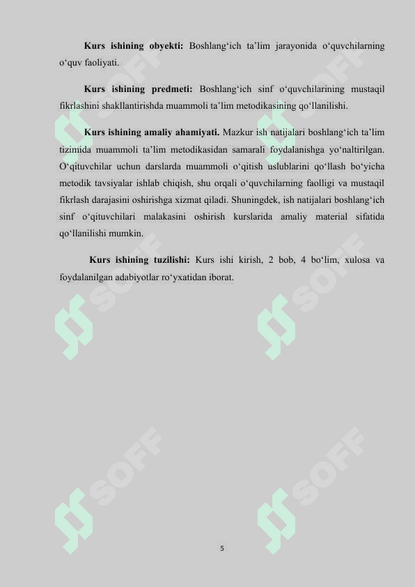BOSHLANG‘ICH SINFLARDA MUAMMOLI TA’LIM METODIKASINING QO‘LLANILISHI 5