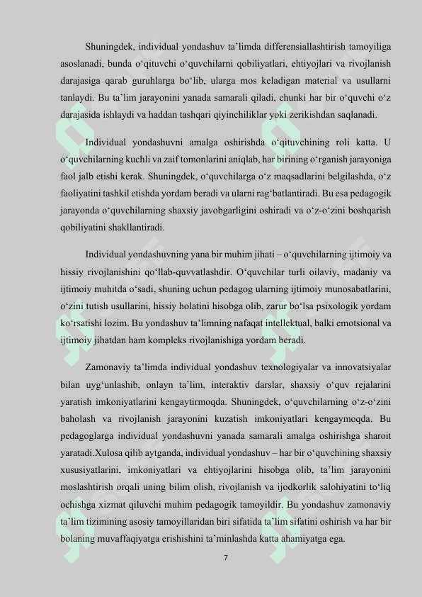 BOSHLANG‘ICH TA’LIMDA INDIVIDUAL YONDASHUV TAMOYILLARI 7