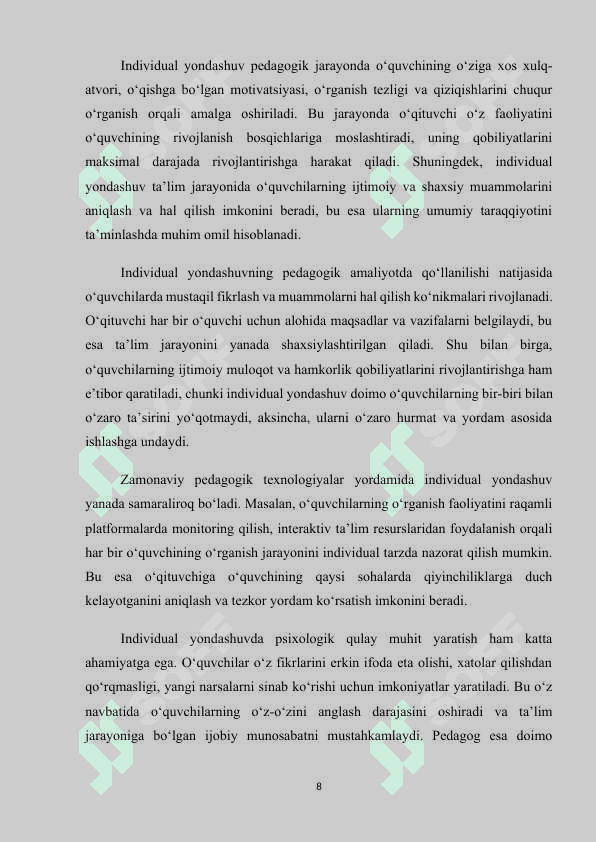BOSHLANG‘ICH TA’LIMDA INDIVIDUAL YONDASHUV TAMOYILLARI 8