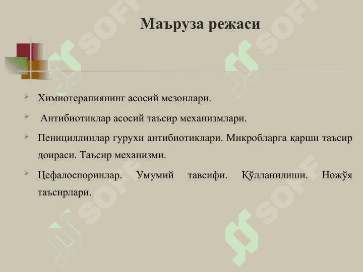 Химиотерапиянинг асосий мезонлари.Антибиотиклар - Antibiotiklar, kimyoterapiyaning asosiy mezonlari 2
