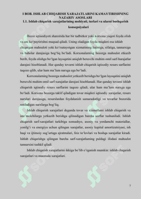 ISHLAB CHIQARISH XARAJATLARINI KAMAYTIRISH 7