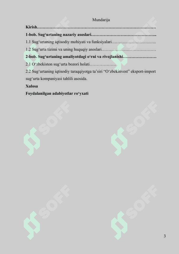 Sug‘urta mohiyati, tarkibi va iqtisodiy taraqqiyotdagi o’rni 3