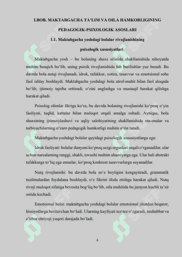 MAKTABGACHA TA'LIM TASHKILOTINING VA OILA HAMKORLIGINING NAZARIYASI VA AMALIYOTI 6
