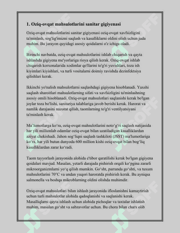 : OZIQ-OVQAT MAHSULOTLARINI QAYTA BIRLAMCHI ISHLASH,QAYTA ISSIQ ISHLOV USLUBLARI 3