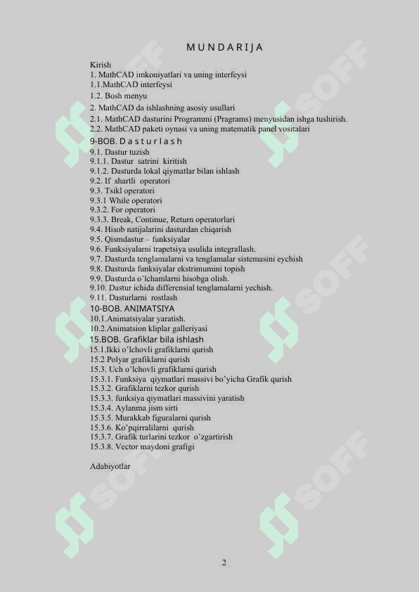 Mathcad tizimida dasturlash asoslari 2