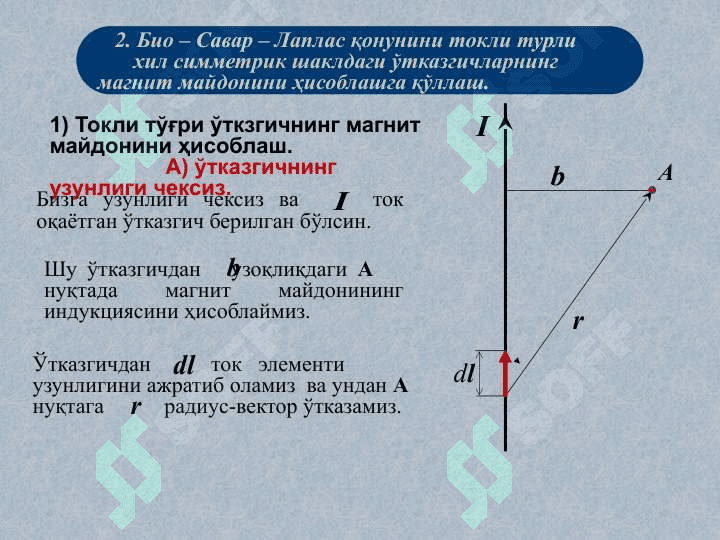“Био-Савар-Лаплас қонуни ва унинг тадбиқлари” 7