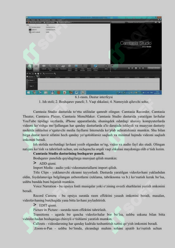 Camtasia studio dastur imkoniyatlari. 2