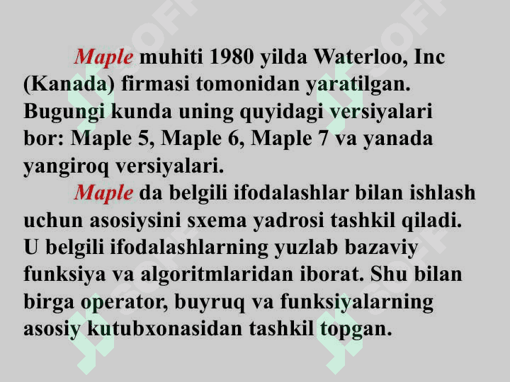 Maple paketining asosiy maqsadi va uning imkoniyatlari 2