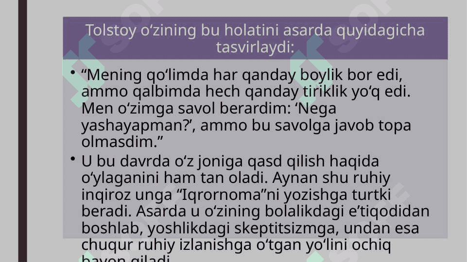 Lev Tolstoyning "Iqrornoma" asaridagi diniy e'tiqodlarni tahlil qilish 4