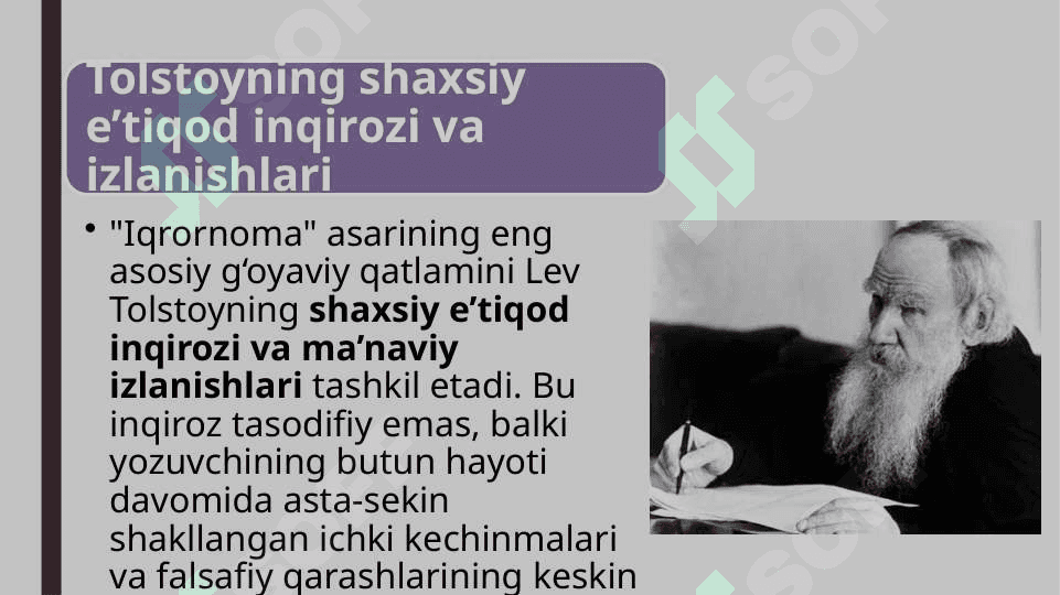 Lev Tolstoyning "Iqrornoma" asaridagi diniy e'tiqodlarni tahlil qilish 7