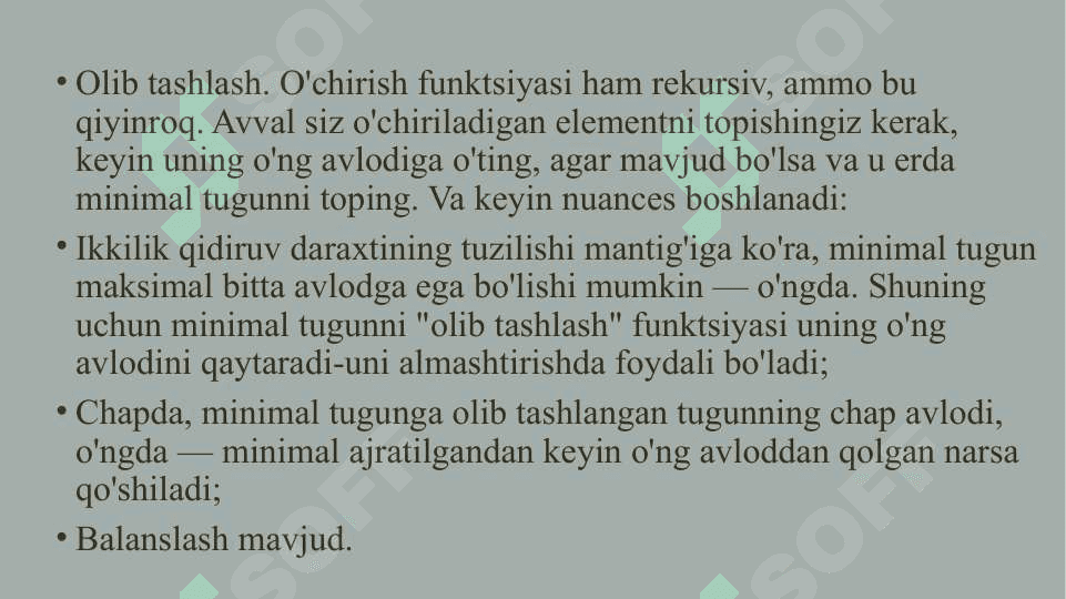 Ikkilik daraxtga element qoshish element ochirish va qidiruv algoritmlari 7