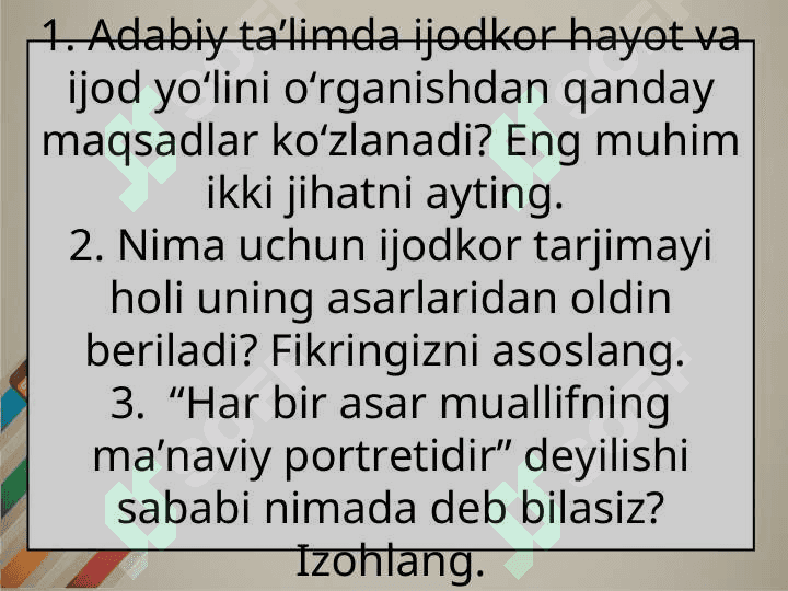 Yozuvchi tarjimayi holining berilishiga xos xususiyatlar 3