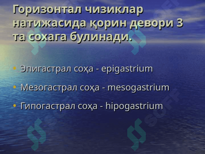 ҚОРИН ОЛД-ЁН ДЕВОРИНИНГ КЛИНИК АНАТОМИЯСИ. ҚОРИН ТАШҚИ ЧУРРАЛАРИ ВА УЛАРДАГИ ОПЕРАЦИЯЛАР 6