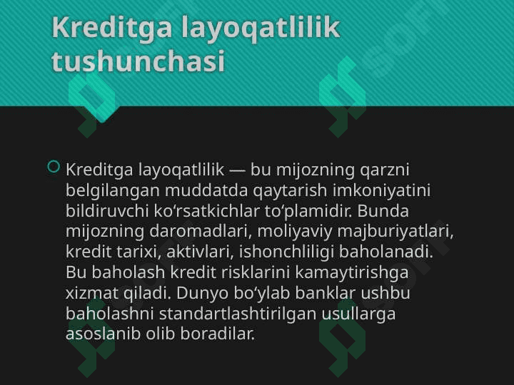 Mijozlar kreditga layoqatligini baholash xorij tajribasi 3