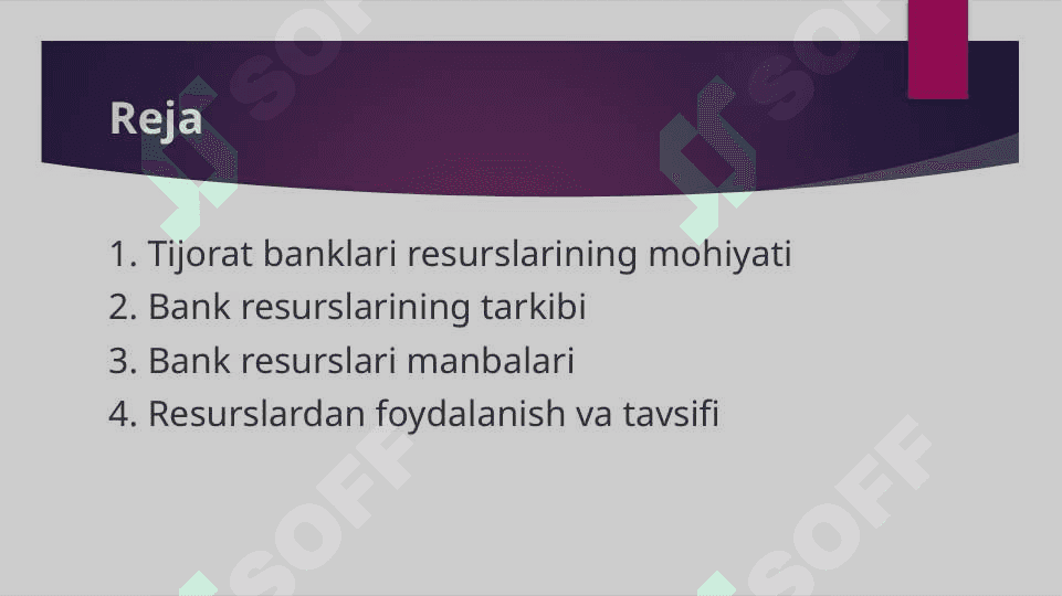 Tijorat banklarining resurslari, ularning tarkibi va tavsifi 2