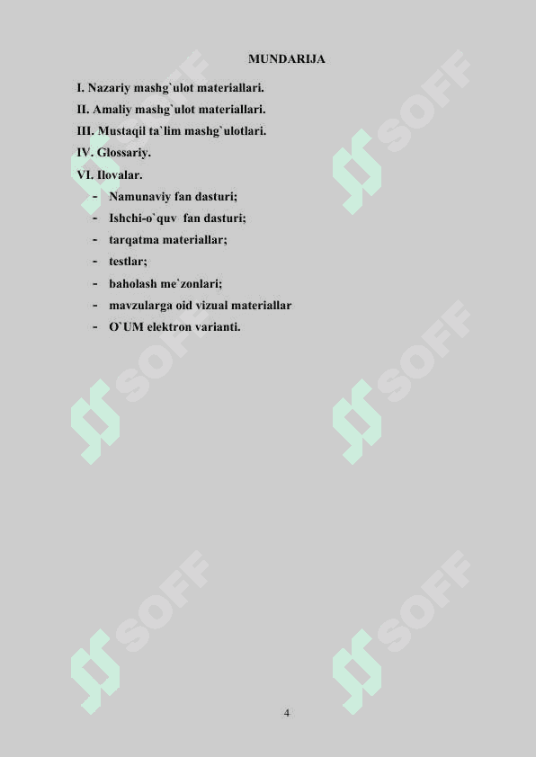 DINSHUNOSLIK  O`QUV – USLUBIY MAJMUA 4