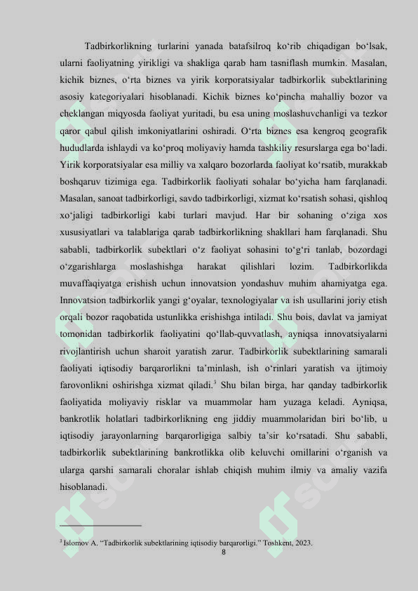 Tadbirkorlik subektlarining bankrotligi 8