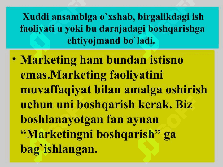 “Marketing” fanining predmeti va nazariy asoslari 7